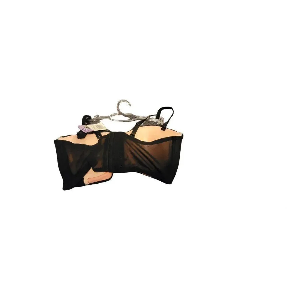 Hers By Herman Womens Peachy Black Lace Padded Adjustable Strap Push Up Bra Size